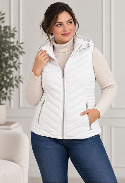 Picture of QUILTED SLEEVELESS VEST - REMOVABLE HOOD & ELASTICATED SIDES